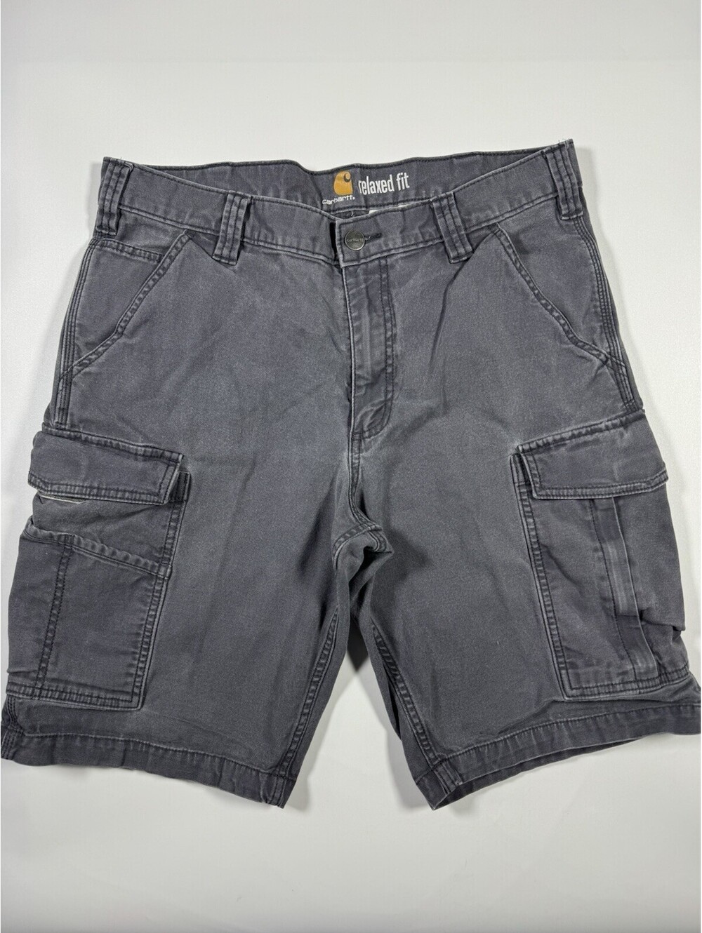 Carhartt Cargo Shorts Mens 34 Gray Relaxed Fit Canvas Utility Pockets Workwear